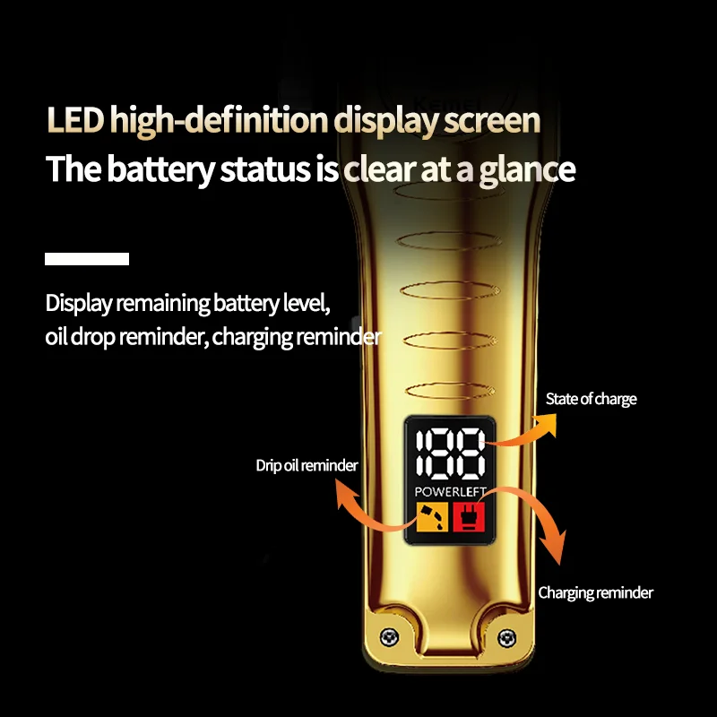 Kemei-máquina para cortar cabello eléctrica para hombre, cortadora de pelo inalámbrica profesional, recortadora de ajuste de precisión, KM-510 con pantalla LCD