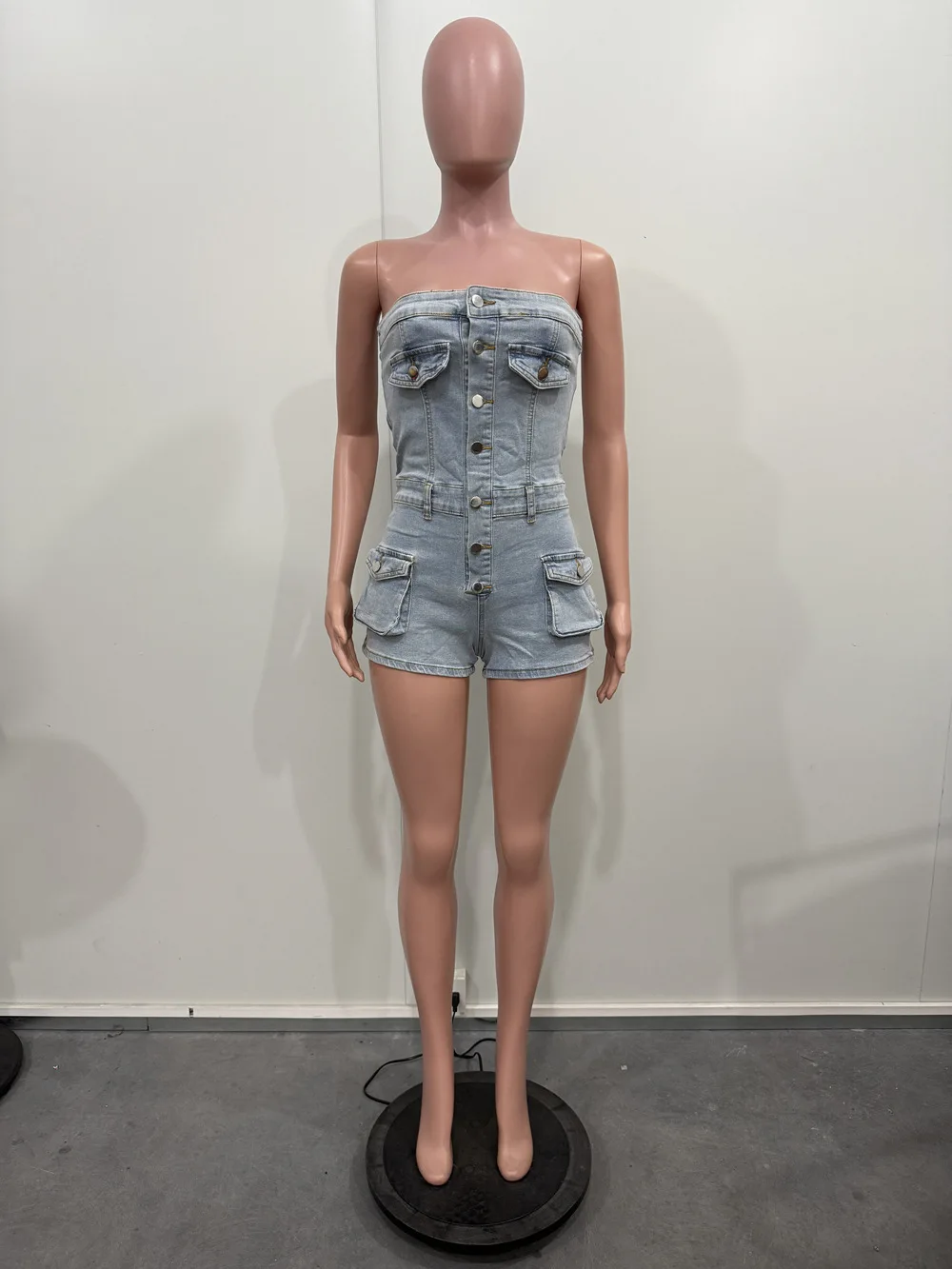Salopette en Denim Sexy simple boutonnage combinaisons femmes Jean sans manches mince épissé poches lavé été Vintage Patchwork