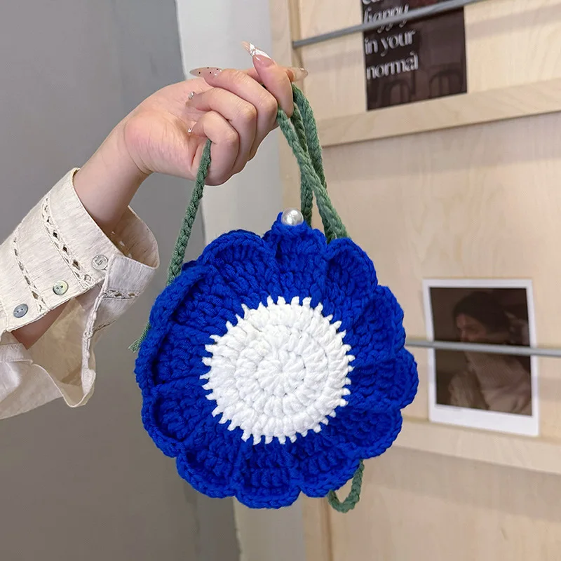 Summer Bag For Women  2024 New Little Fresh Flower Shoulder Bag Fashion Knitted Crossbody Bag