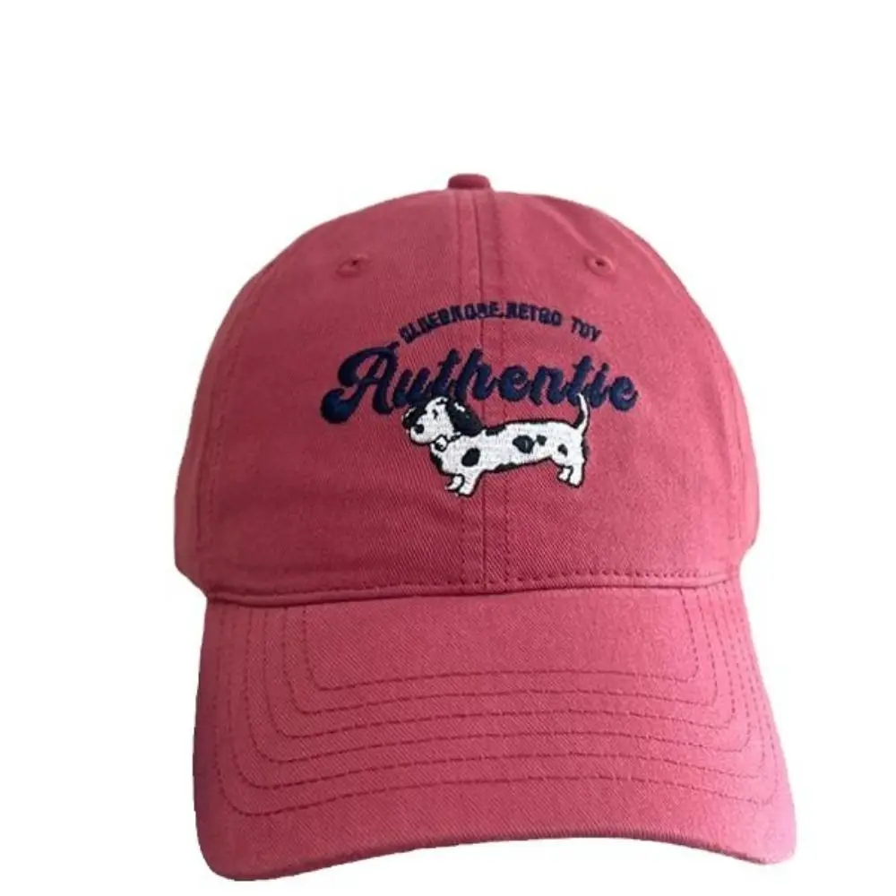 Fashion Embroidered Embroidery Baseball Cap Spotted Dog Retro Letter Baseball Hat Cotton Peaked Cap Sun Hat Spring Summer