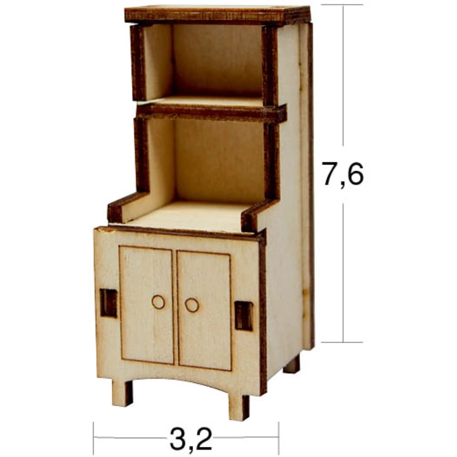 MN21 Miniature Cabinet, Unpainted Raw Wood Miniature