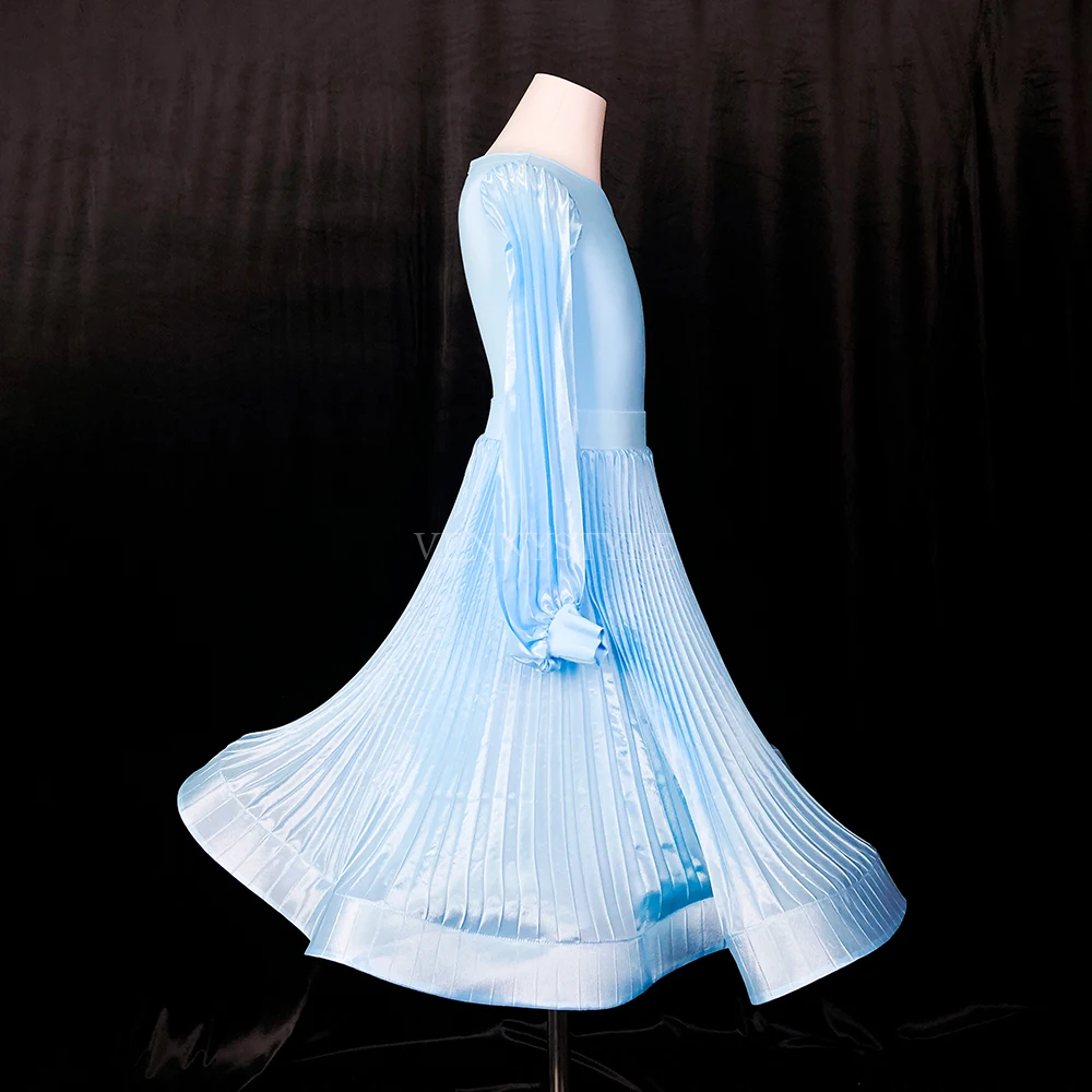 فستان رقص لاتيني ستايل للنساء، لقاعة الرقص الحديثة، تنورة كاملة ثلاثية الأبعاد بطبقة مزدوجة، زي تدريب للمسرح