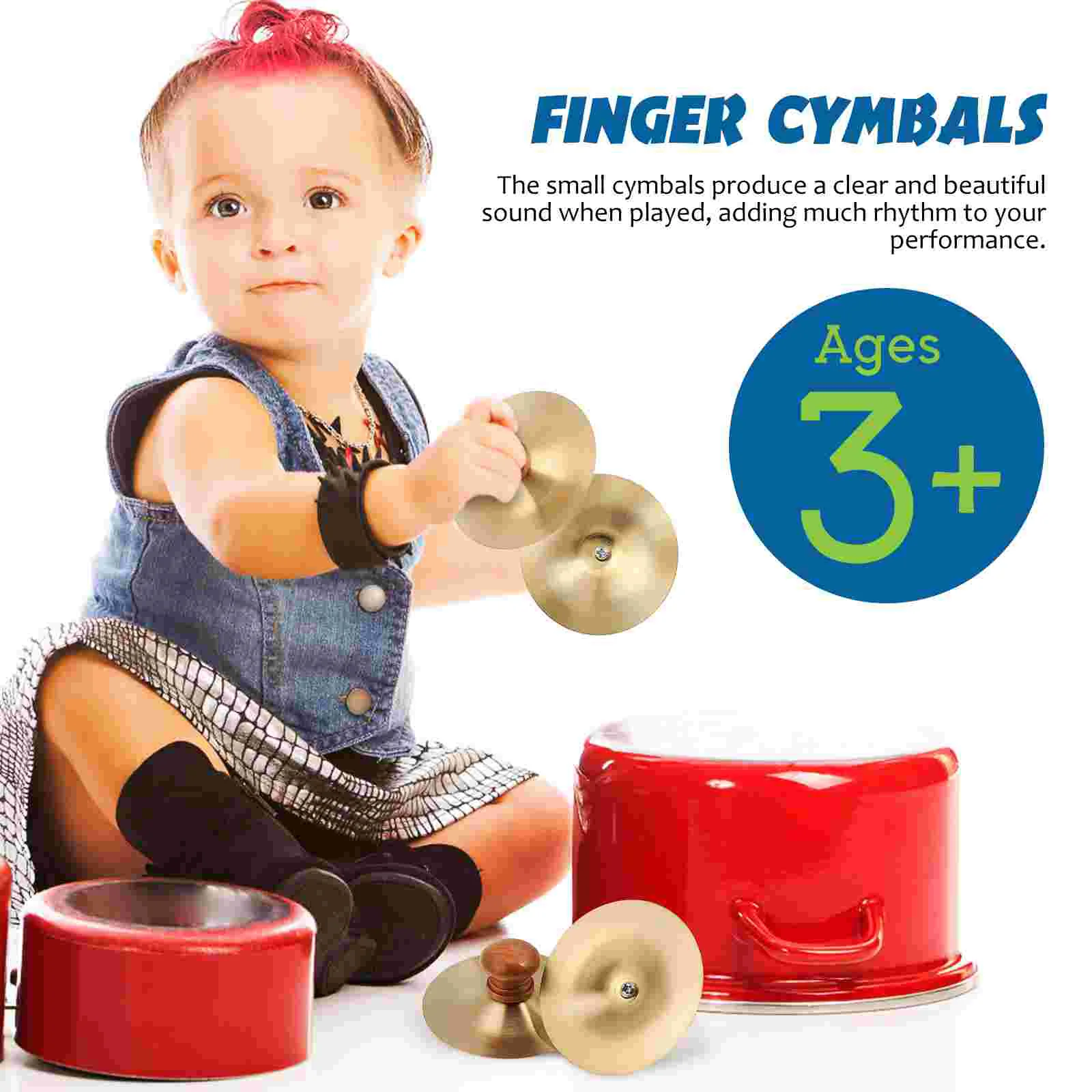 Children's Percussion Instrument Finger Cymbals Rhythm Musical For Dancing Metal With Handles Belly