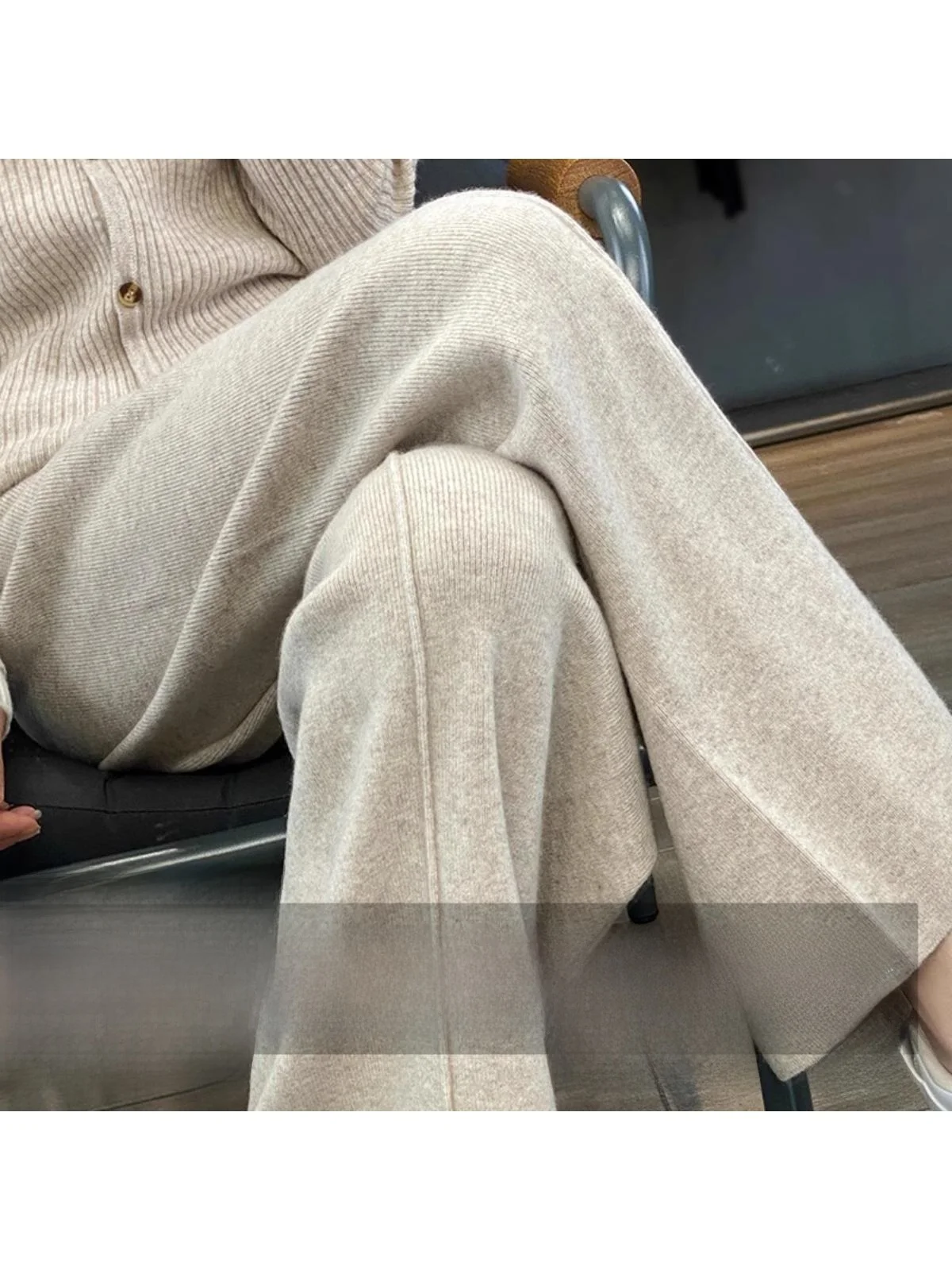 

Женские свободные шерстяные брюки с широкими штанинами, утепленные, прямого кроя, теплые, для осени, новые, комфортные, повседневные