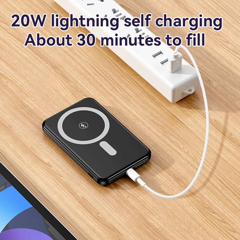 50000mAh Wireless Power Bank Ultra-Thin Magnetic Portable Charger 22.5W PD Super Fast Charging for iPhone Samsung