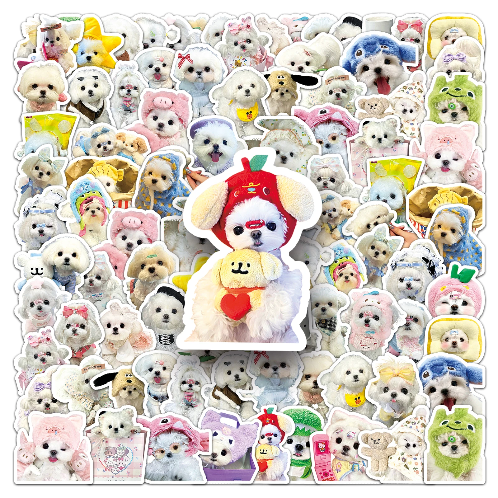 100 Cartoon Cute Maltese Kawaii Dog Graffiti Stickers Suitcase Laptop Guitar Skateboard Personalized Decoration Stickers