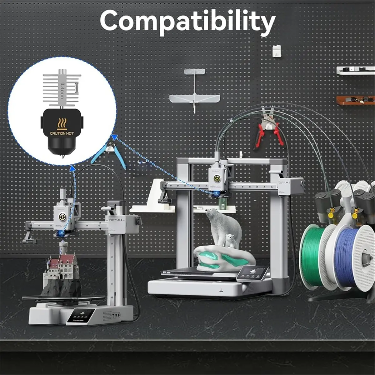 HGHO 2 Set Hotend Kit for -Lab A1/A1 Mini, 3D Printer Parts Replacement Print-Head for -Lab A1/A1 Mini 3D Printer