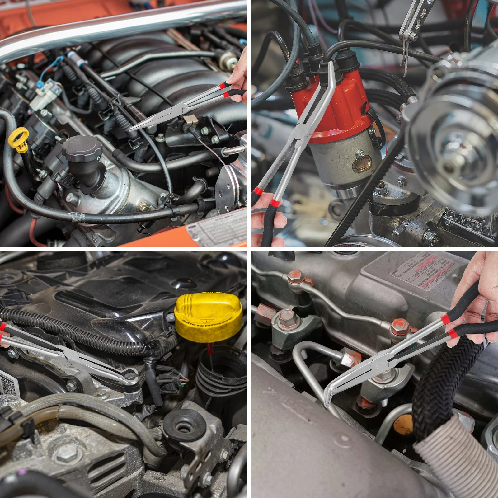 Alicate de pinça de mangueira, alicate de remoção de vela de ignição, cabo longo, alicate de desconexão elétrica, alicate de ajuda de solda, ferramentas de desmontagem de carro