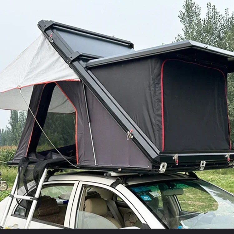 

Cheap personalized outdoor camping equipment black pop up ABS Aluminum hardtop roof top tent for sale