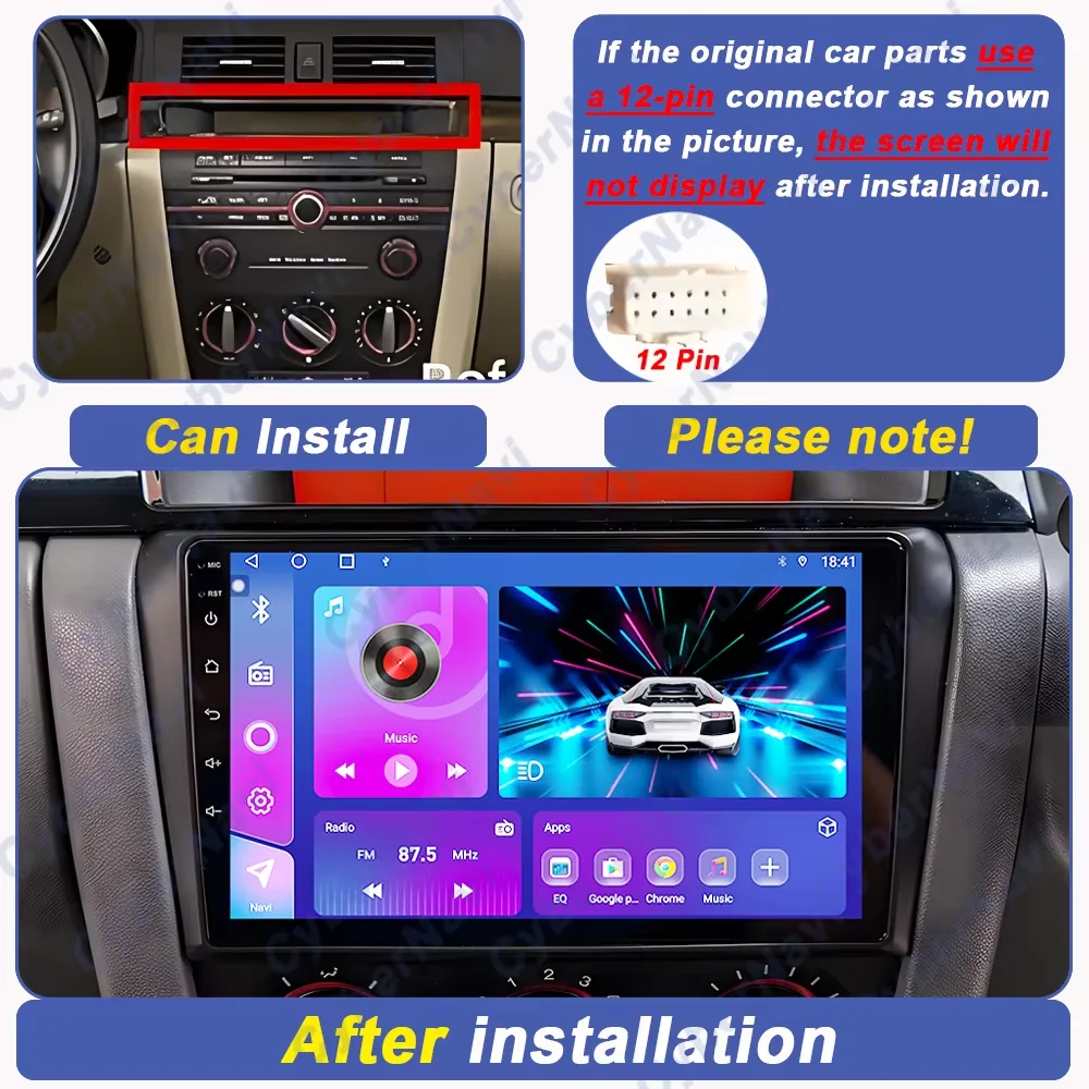 Android Wireless Carplay For Mazda 3 2004 2005 2006 2007 2008 2009 Car Radio With BOSE Multimedia Player Stereo GPS No 2Din DVD