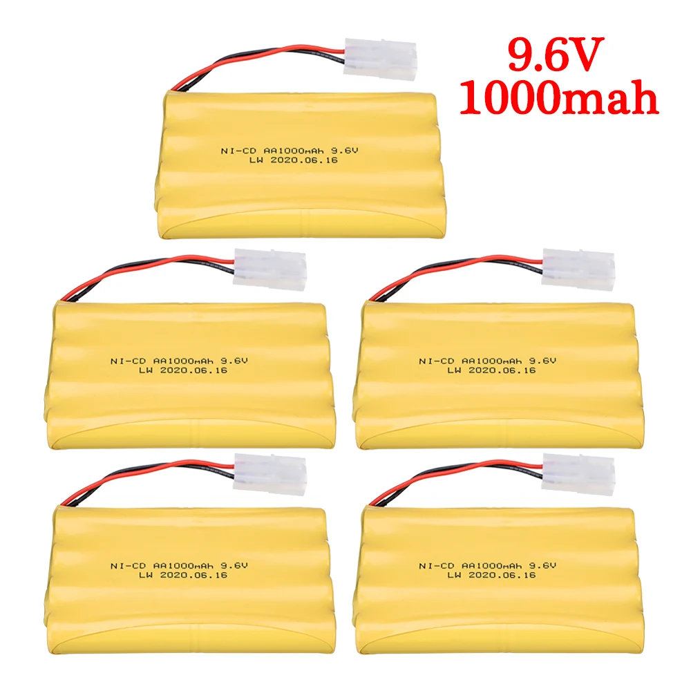 9.6V 1000Mah Nicd Batterij Voor Rc Speelgoed Auto Tanks Treinen Robot Boot Gun Ni-Cd Aa 1000Mah 9.6V Oplaadbare Batterij Tamiya Plug 5 Stuks