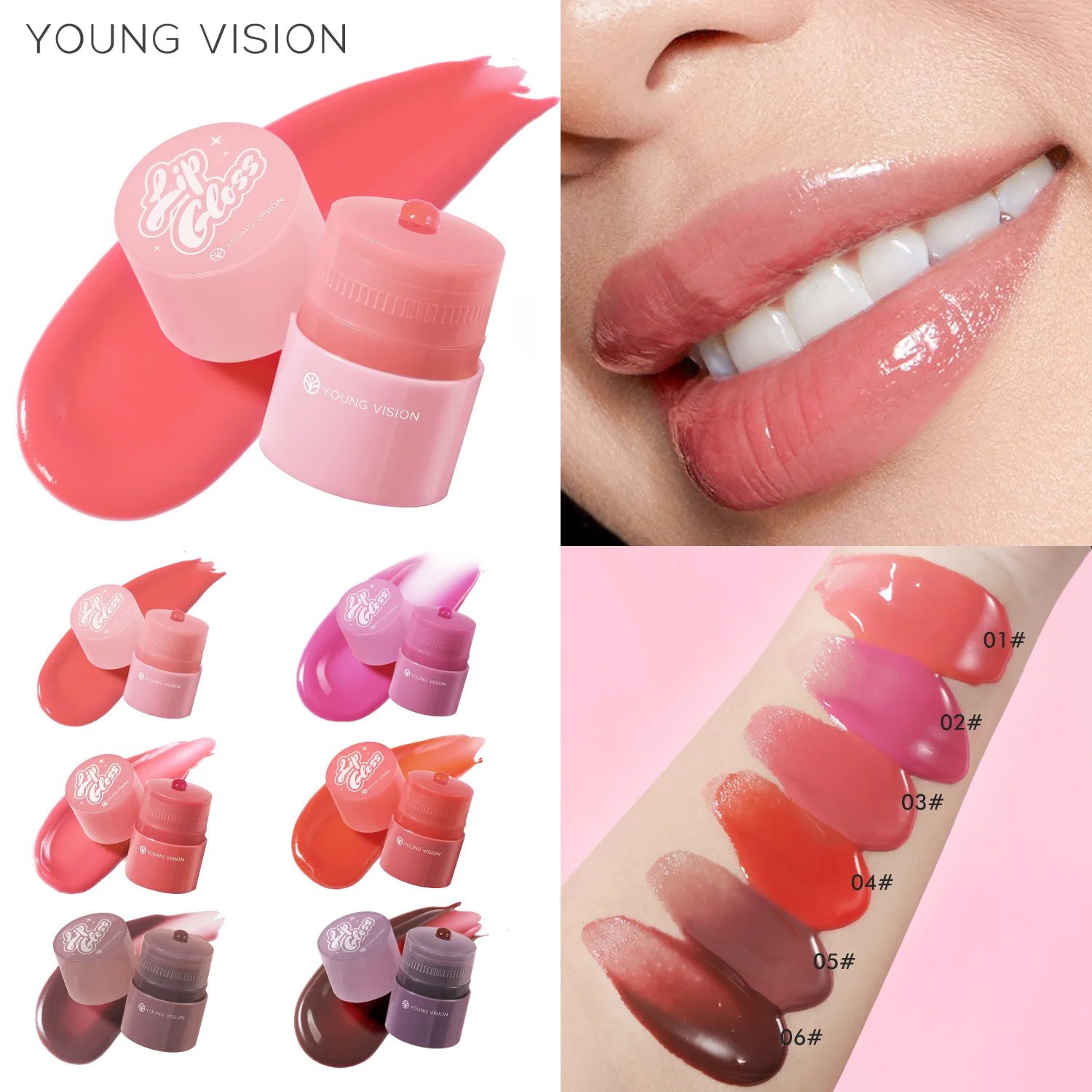 

YOUNG VISION Three-color rotating nourishing moisturizing lip oil graffiti lip gloss set