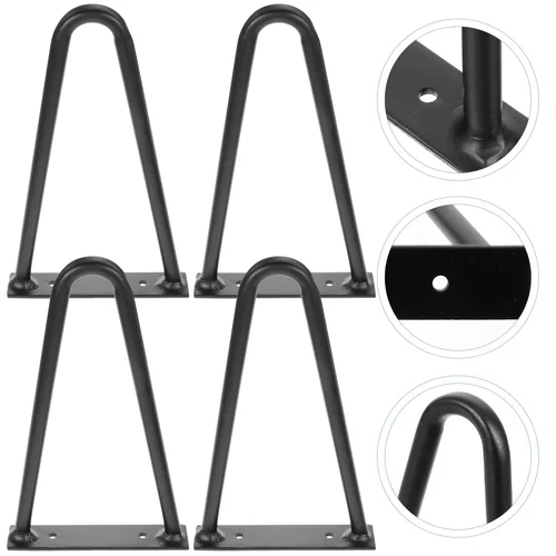 Imagen 2 del producto Juego de 4 Patas de Horquilla de Metal Negro para Mesa, Escritorio, Banco, Mesas Auxiliares, Diseño Industrial, Duraderas, Mejora de Muebles