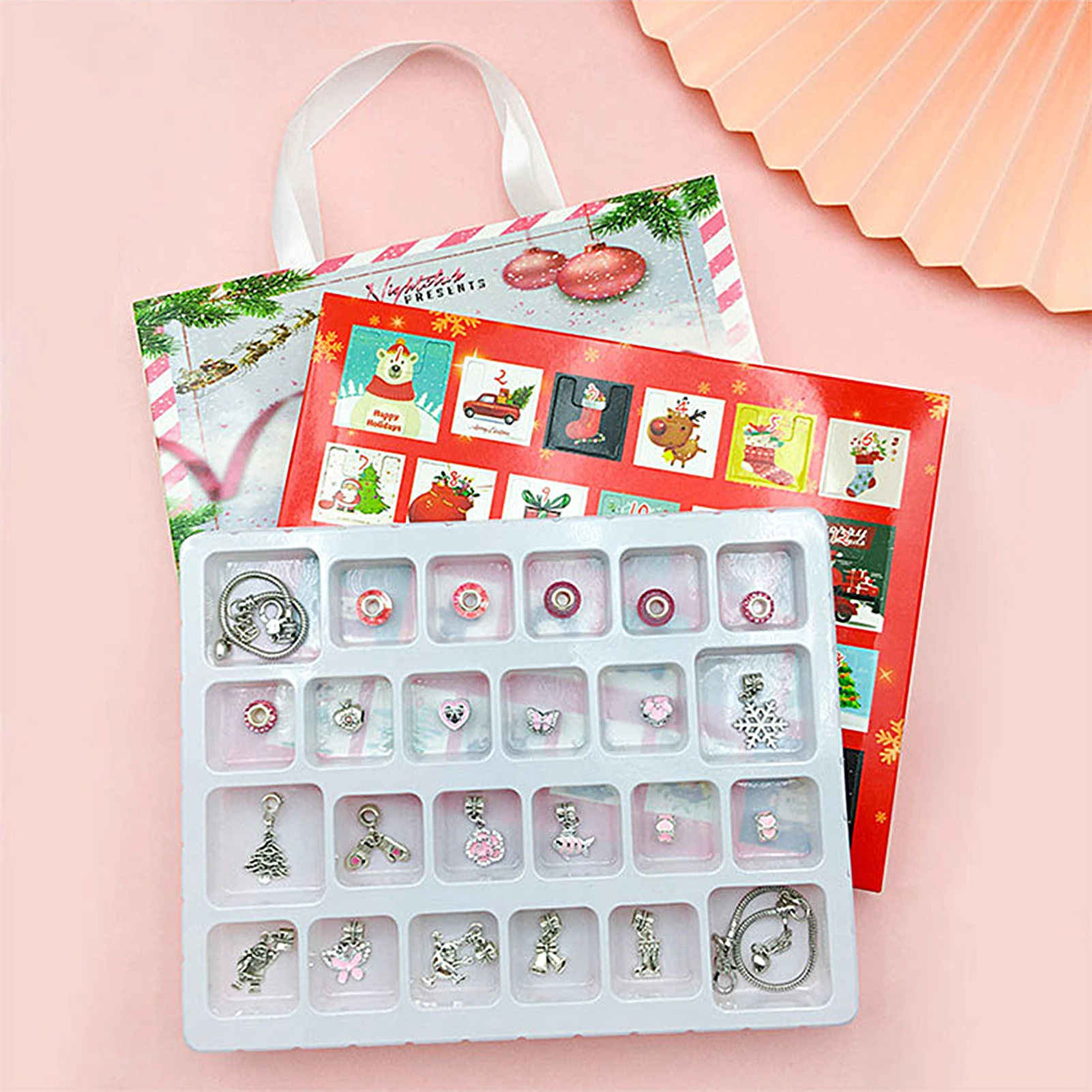 NEW 24 Day Countdown Calendar Advent Surprise Blind Box Set Christmas Bracelet Set DIY Creative Ornaments Christmas girl Gifts