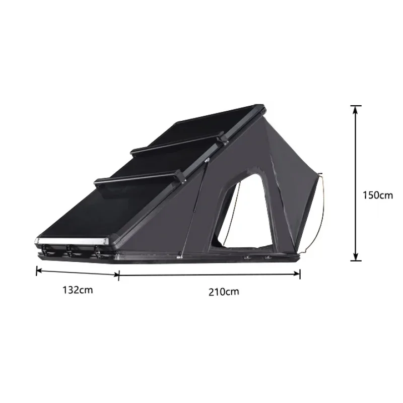 High Quality 3-4 Person Aluminum Triangle Hard Shell Car Roof Tent 4x4 Waterproof All Season Offroad Self-driving Camping Shelte