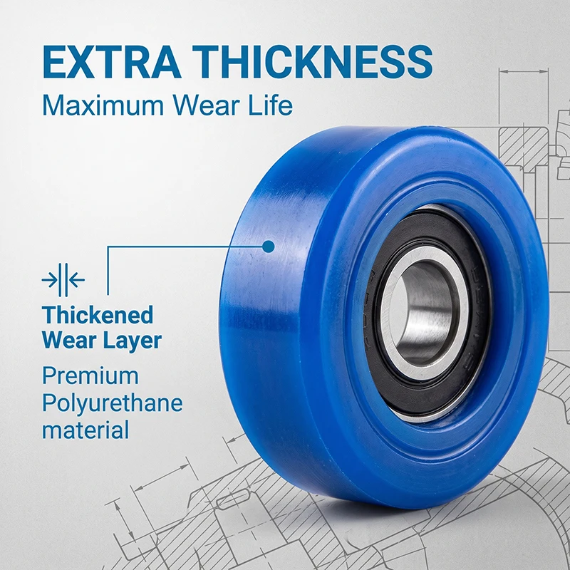 8pcs 6x20x5 Polyurethane Rollers Bearing 696RS PU69620-5 PU Coated Wheels Bearing OD 20mm Soft Rubber Mute Pulleys 6*20*5