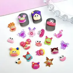 Cartoon Creative Monster Girl Resin Nail Charms Cute Funny Sausage Mouth Clown Nail Art Decorations DIY Nail Hairpin Accessories