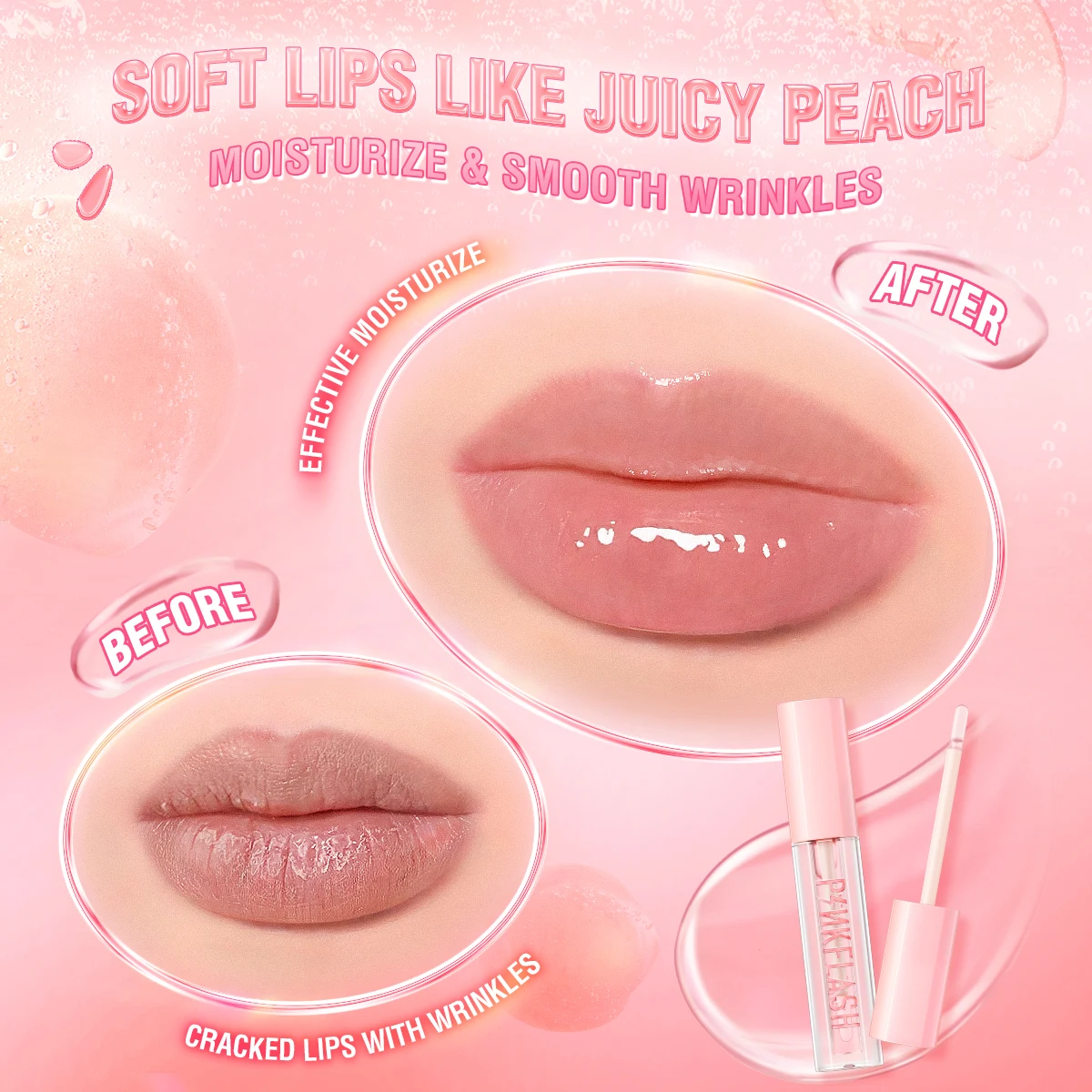 PINKFLASH Mirror Lip Gloss Waterproof Moisturizing Lip Oil Long Lasting Liquid Lipstick Non-stick Cup Lip Tint Makeup Cosmetics