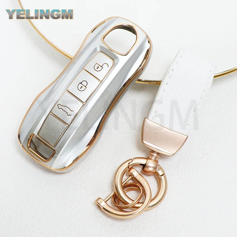 Quicksand Gold Car Key Case Cover, Porsche Broderie, Eenne, 958, 911, Lepin 996, Macan Boxster Panamera 997, 944, 924, Panamera 718, 971, 9YA