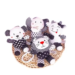 Black and White Animals Baby Bed Bell Safety Seat Plush Toy Mobile Baby Bed Chimes Rattles Bell Stroller Hang Car Hanging