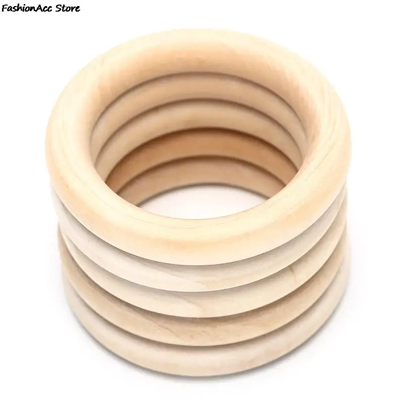 5/10/20/50pcs Unfinished Solid Wooden Rings 20-70MM Natural Wood Rings for Macrame DIY Crafts Ornaments Jewelry Making