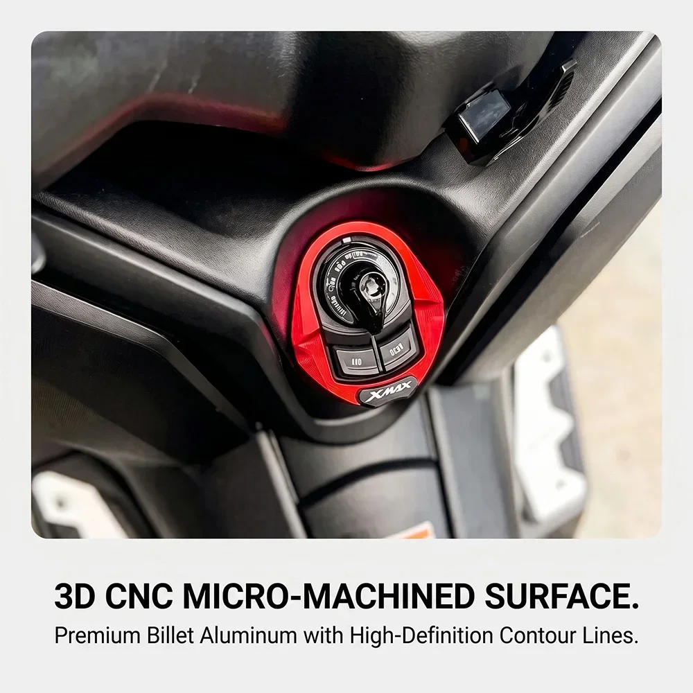 X-CLASS Motorcycle CNC Aluminum Ignition Switch Cover Trim Smart Key Switch Ring Decoration for Yamaha XMAX 300 250 2017-2026