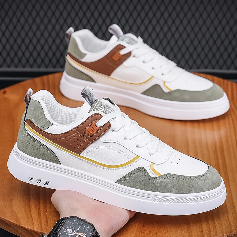 Sepatu kets Low-top kasual, sepatu sneaker trendi ringan putih serbaguna 2024