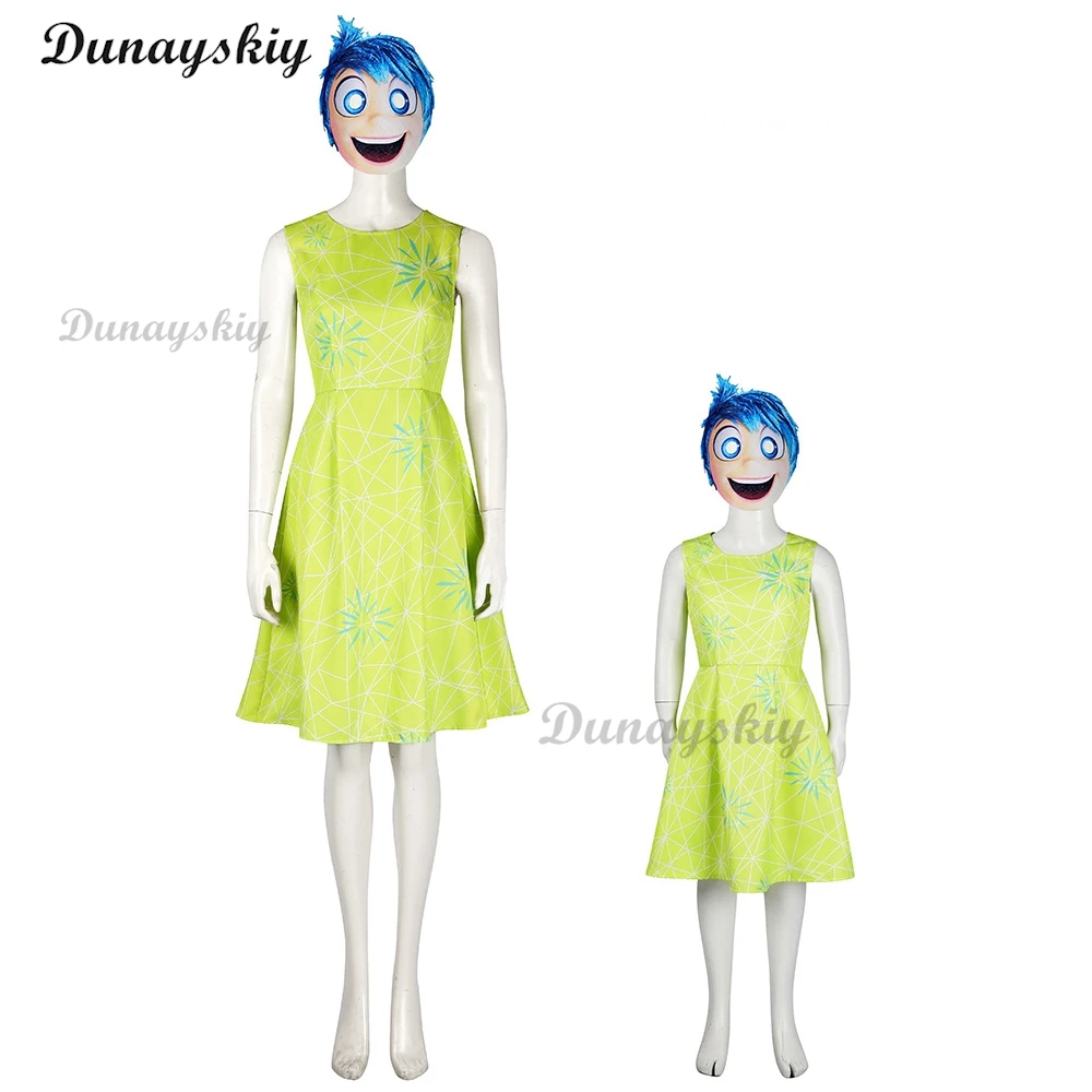 Movie Inside Cosplay Out 2 Anime Costume Joy Disgust Kids Mesh Princess Dress Set Halloween Carnival Stage Party Clothing mask