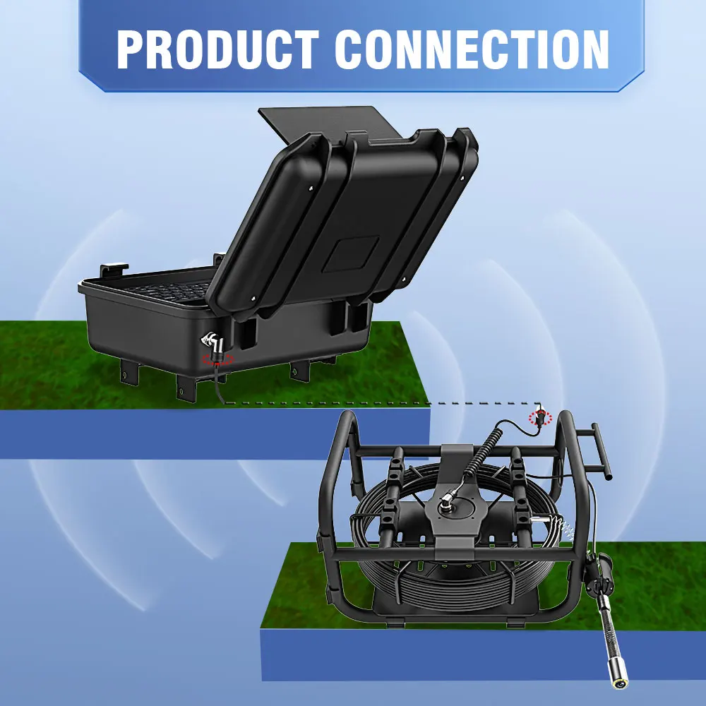 Sewer Pipe Inspection Camera 9inch IPS 1080P Self-Leveling 512HZ Locator 7MM Video+Audio Record 5X Image Enlarge+Meter Counter