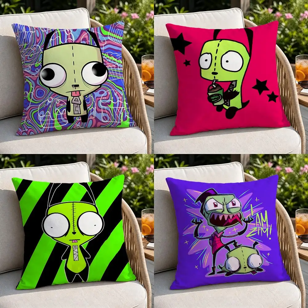 Anime ZIM Invader ZimS Cushion Cover Soft Square Throw Pillow Covers Set for Sofa Bedroom Car Home Decoration