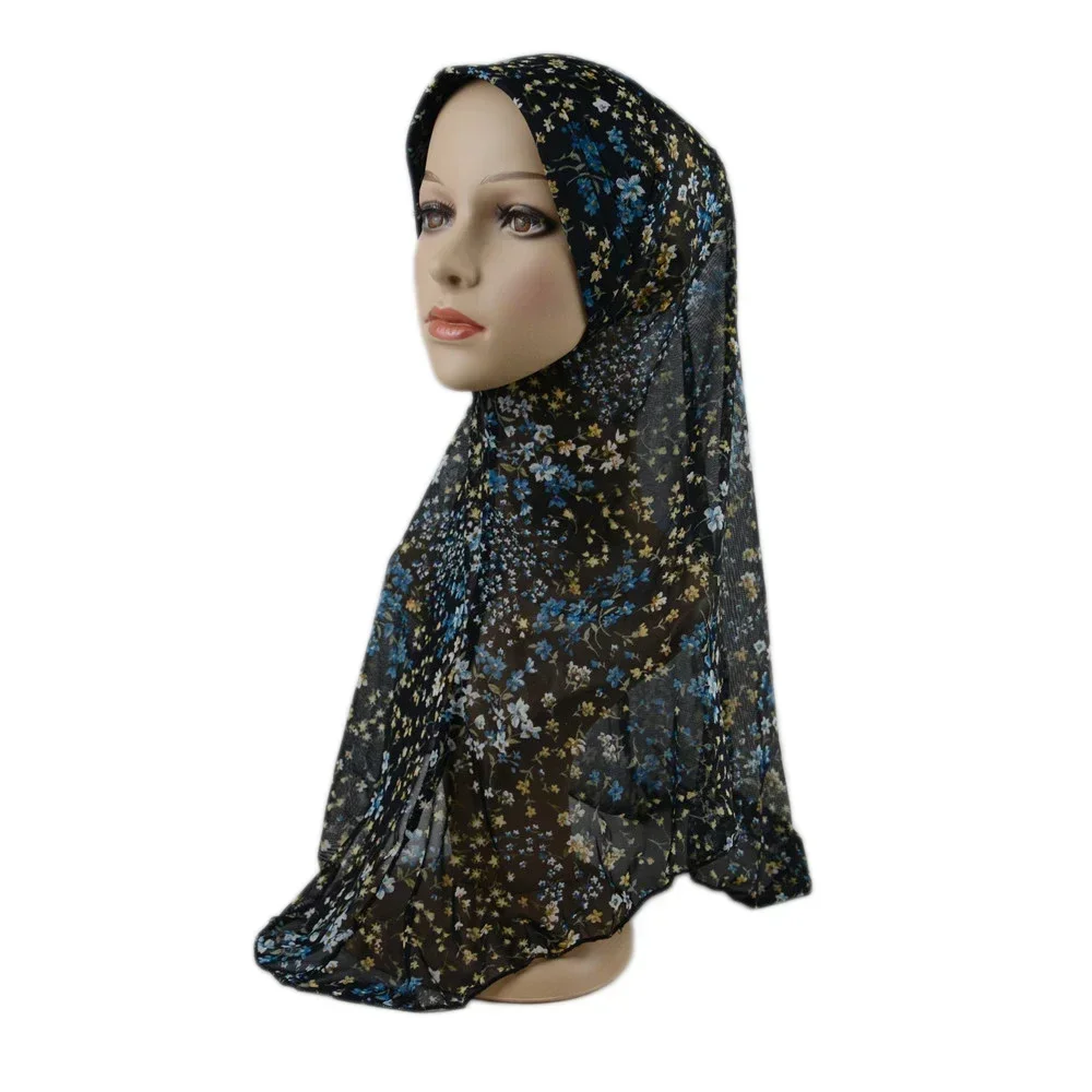 Muslim Women Hijab Print One Piece Amira Head Scarf Wrap Turban Islamic Headscarf Pull On Ready Made To Wear Niqab Shawl Caps