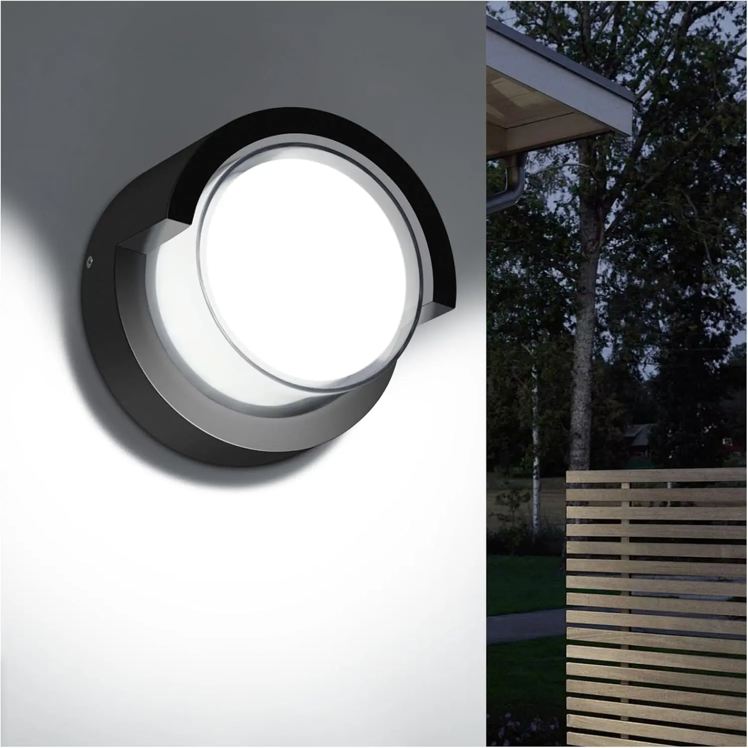 

Porch Light Outdoor,Daylight Small Waterproof Anti LED Wall Lights, 12W Black Wall Exterior Fixtures Circle Cover for Entryway,