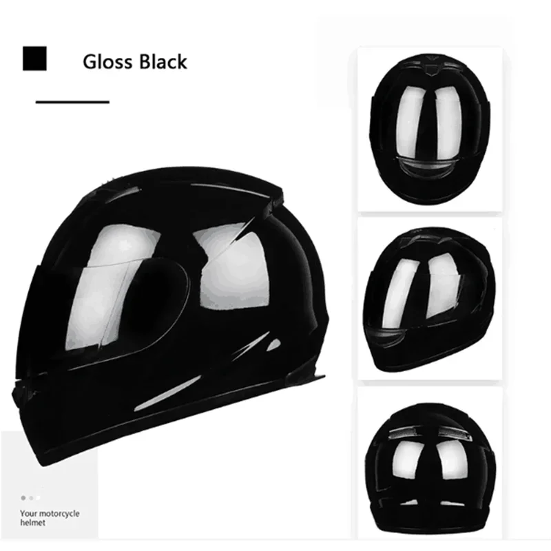 Full Face Motorcycle Helmet, Dual Shield, Removable Washable Neckerchief, Come with One More Lens