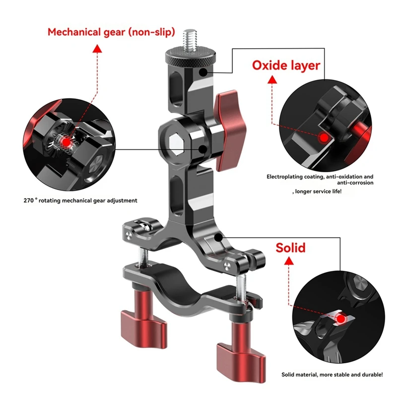 B04B-270° Camera Bike Bicycle Handlebar Clamp Bracket Motrobike Tripod Clip Mount For Insta360