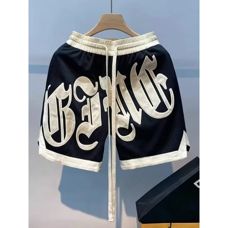 夏のバスケットボールショーツアメリカンストリートスポーツパンツカジュアル紳士服高品質刺繍入りショーツアウトドアファッション2024