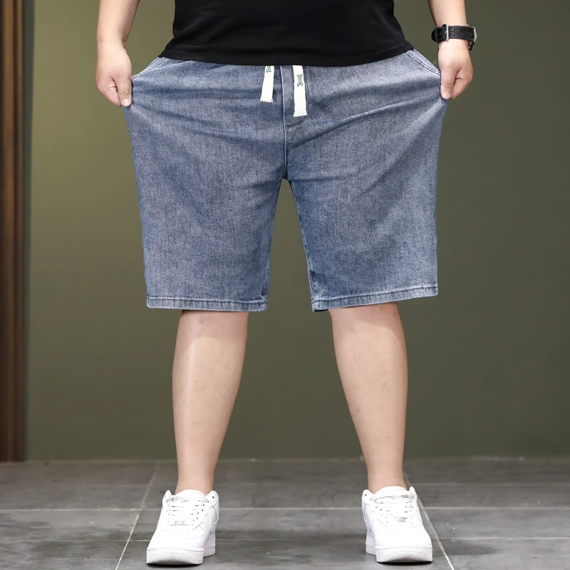 Elastic Waist Oversized Denim Shorts For Men Plus Size 5XL 6XL 7XL Shorts Pants Half Cut Jeans High Quality Brand Male