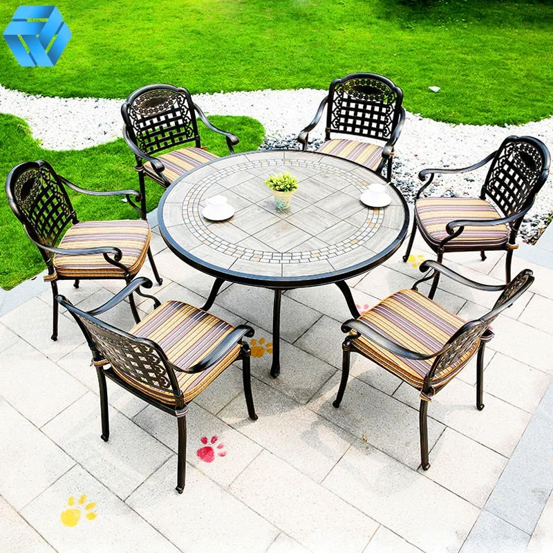 

Tables and Chairs Hot Sale Garden Furniture Outdoor Restaurant Tables and 6 Chairs Dinning Table Set