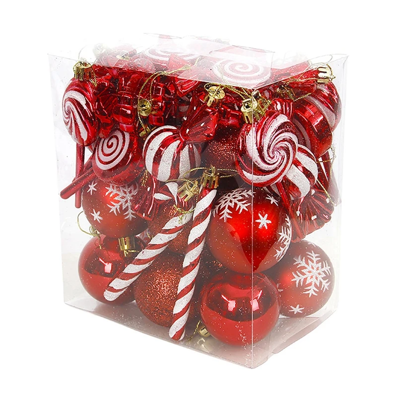 36pcs Christmas Ball Ornaments Candy Cane Ornaments Peppermint Lollipop Hanging Ornaments Christmas Holiday Party Supplies #