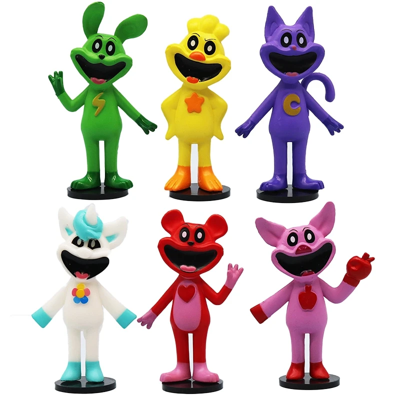 6PCS Smiling Critters Anime Game Figure Scary Smiling Animal Acrtion Figure Catnap Catnat Figurine Collection Model Toy for Kids