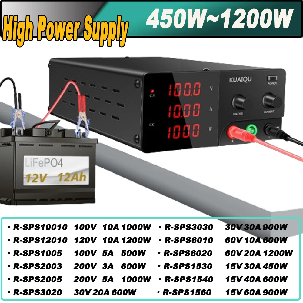 

High Power 450W-1200W DC Switching Power Supply 100V 10A Regulator Adjustable Bench Power Supply 30V 60V 15V 120V 200V 5A