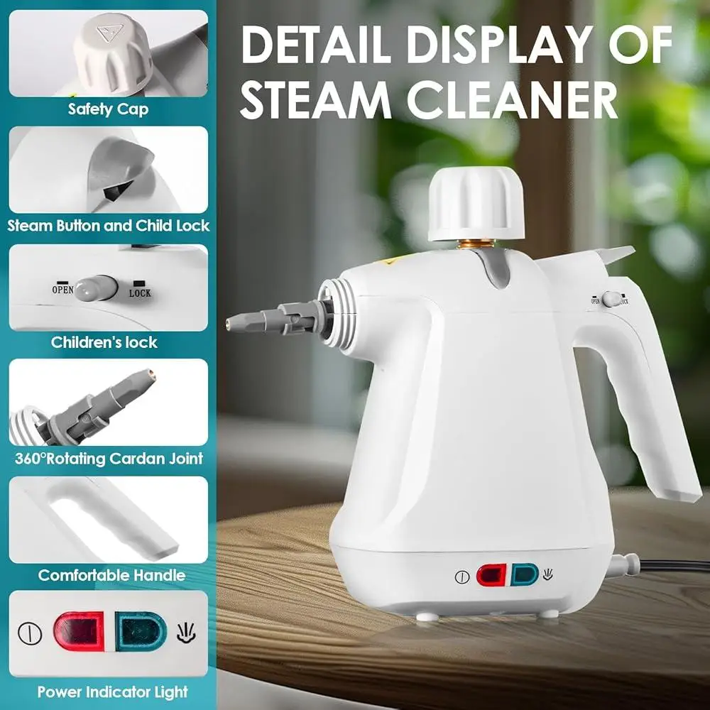 منظف بخار محمول متعدد الأغراض، باخرة قوية محمولة، ملحقات تسخين سريعة، أرضيات تنظيف البخار، أثاث النوافذ