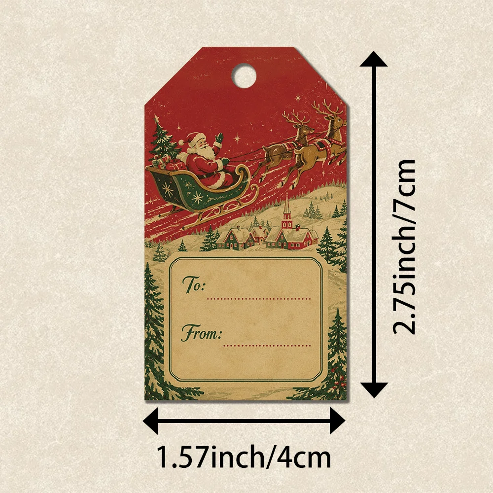 40pcs Vintage American-Style Christmas Decorative Tags,Holiday Gift Labels,Party Decoration,Handmade Packaging Accents,Jute Rope