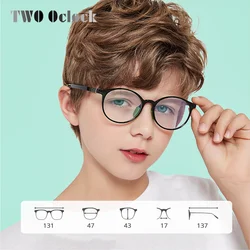 TWO Oclock Ultra-light TR90 Children Eyeglass Round Clear Glasses Transparent Eye Protection Blue Light Glasses Myopia D5108
