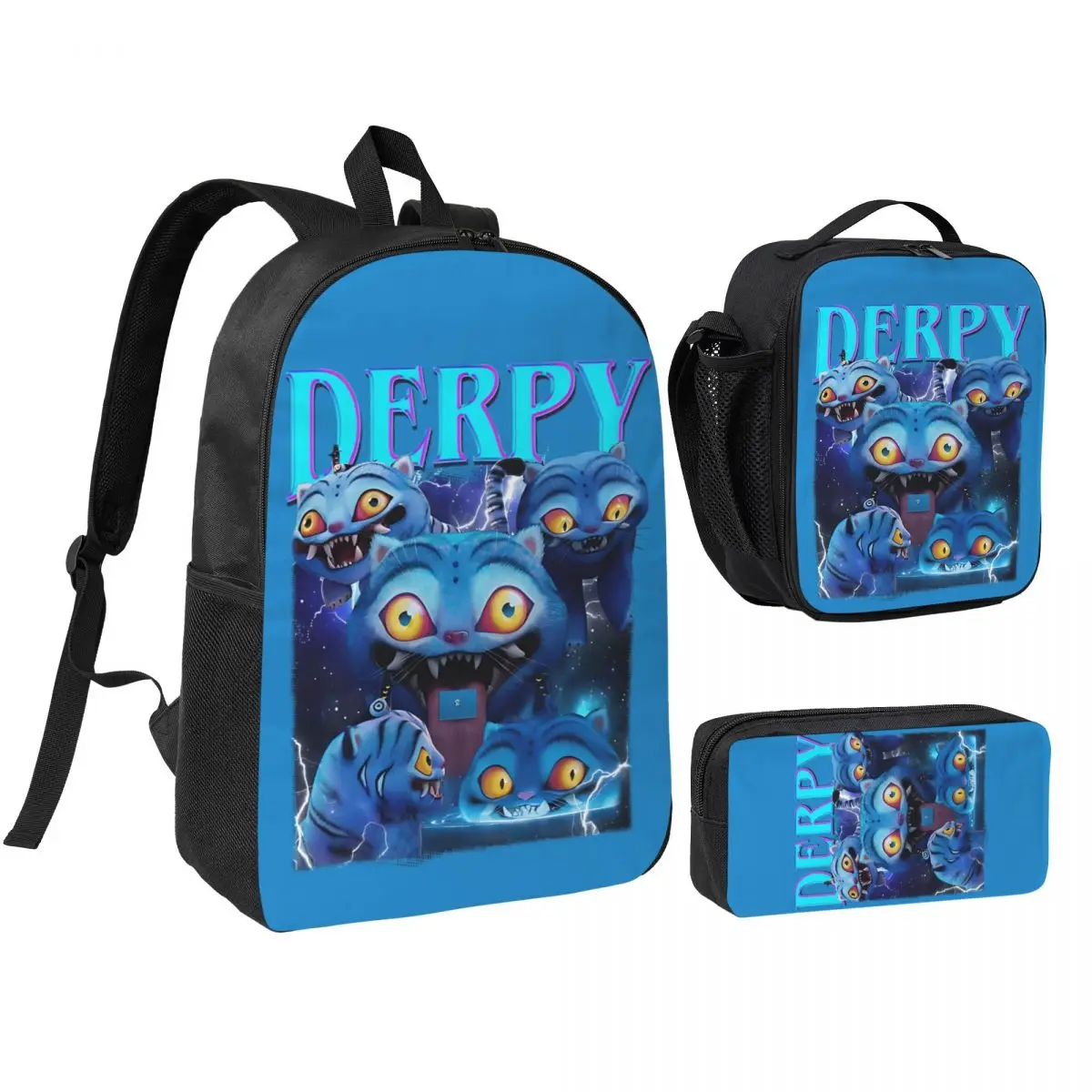 

3pecs/set Big Cat Is My Friend Рюкзак Derpy Tiger для студентов K-Kpop D-Demon H-Hunters Холщовые сумки Сумка для обеда Пенал
