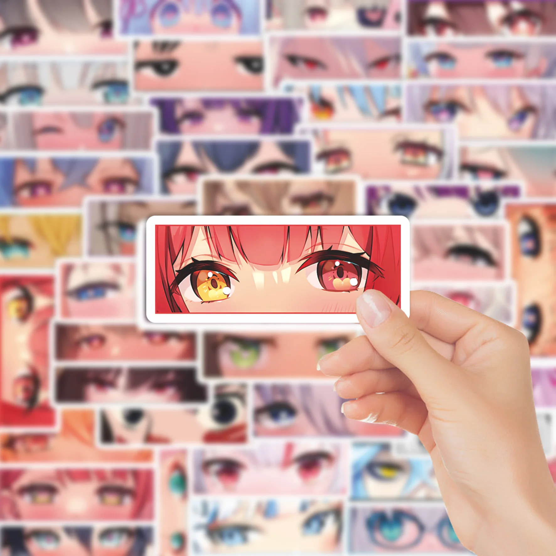 50 Stück Kawaii Anime-Mädchen Augen Lustige Cartoon-Aufkleber Anime-Charakter Augen-Sticker DIY Gepäck Laptop Auto Fahrrad Skateboard Spielzeug Geschenke