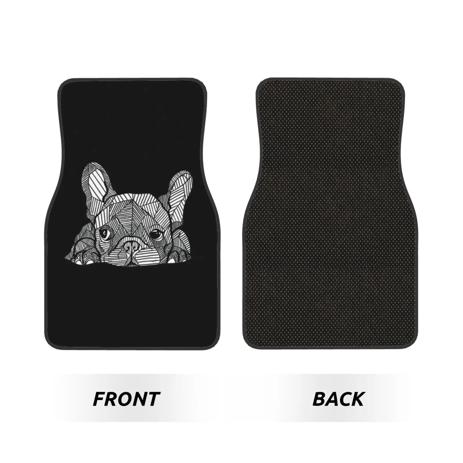 French Bulldog Stripe Print Car Floor Mats of 4Pieces Anti Slip Front Rear Foot Mats Universal Car Accessories for SUV Van Truck