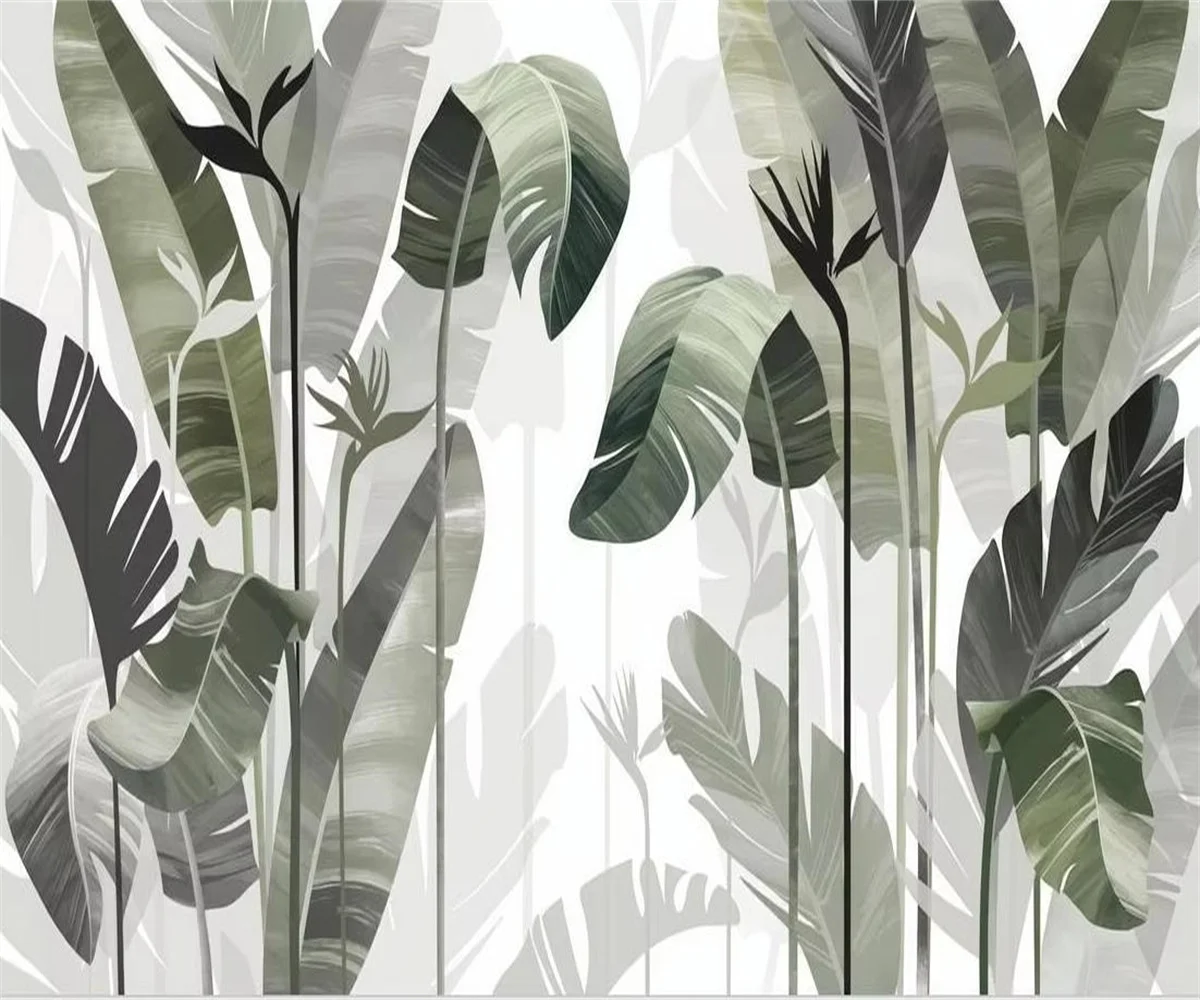 Customized Wallpaper Nordic Modern Abstract Geometry Golden Leaf Bedroom Hotel Background Wall Decorative 3d Wallpaper