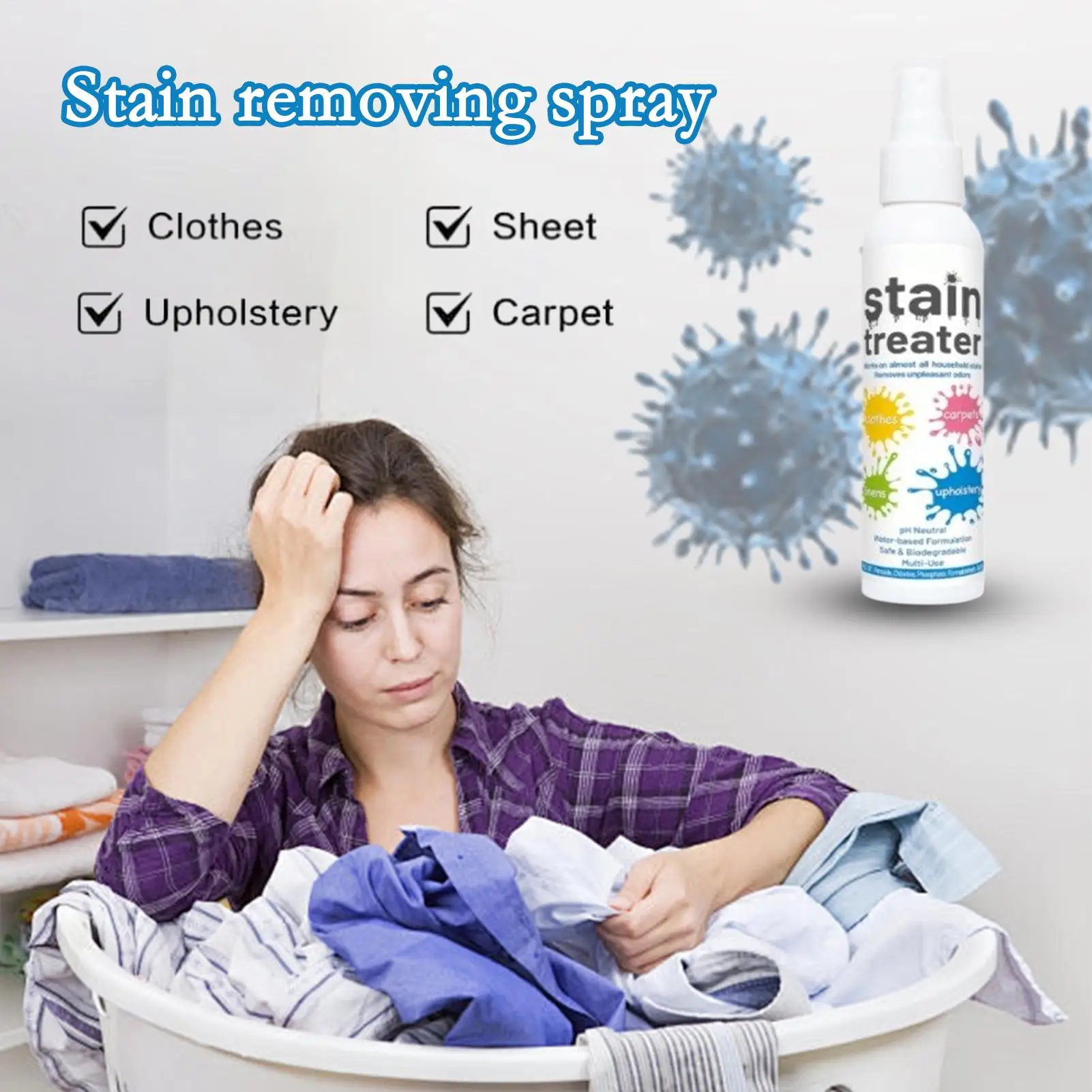 Spray anti-taches pour le nettoyage des vêtements, 120ml, nettoyant pour la saleté tenace, couleur sûre pour les fibres synthétiques