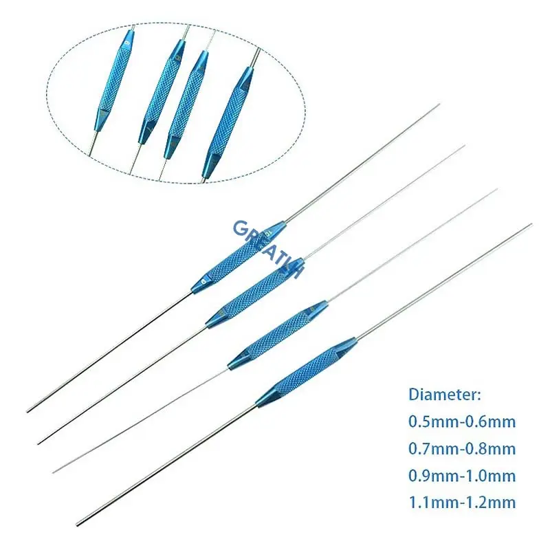 4pcs/set Stainles Steel/Titanium Double  Lacrimal Passage Probe Ophthalmic Flushing Tool Veterinary Ophthalmic Eye Instrument