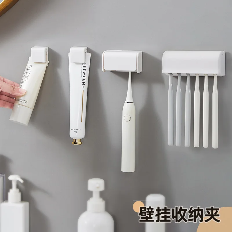 

Toothbrush Holder Punch-free Wall-mounted Toothpaste Holder Toothpaste Storage Rack Holders Bath Organizer Bathroom Accessories